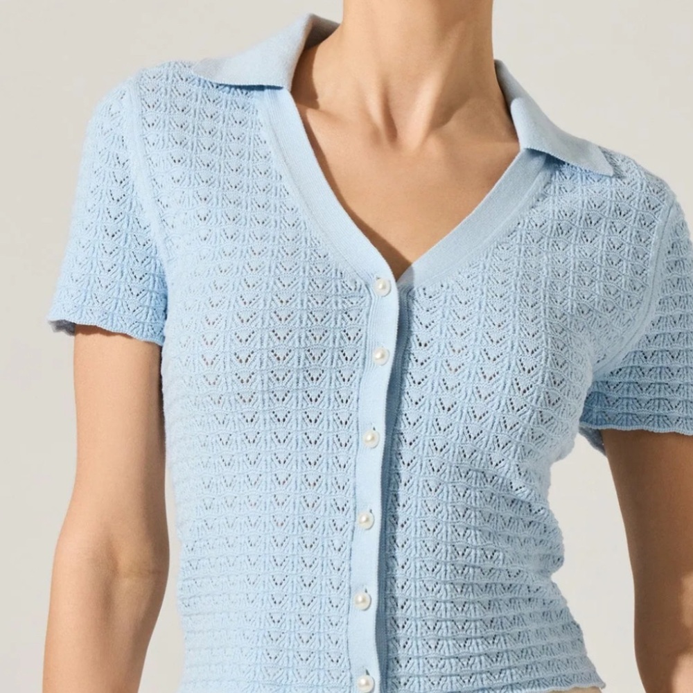 ASTR Pearl Polo Pointelle Sweater
